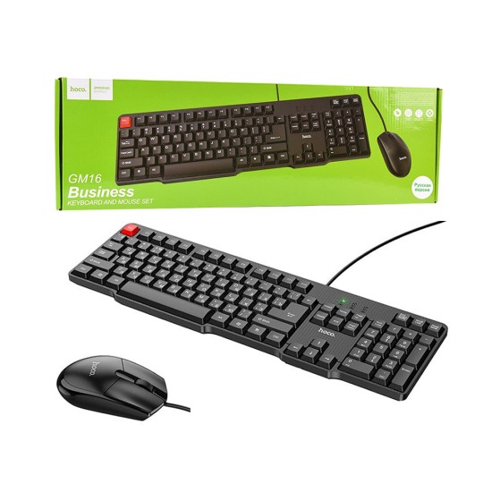 Juego de Teclado y Mouse Business Hoco GM16 Versión en Inglés Negro